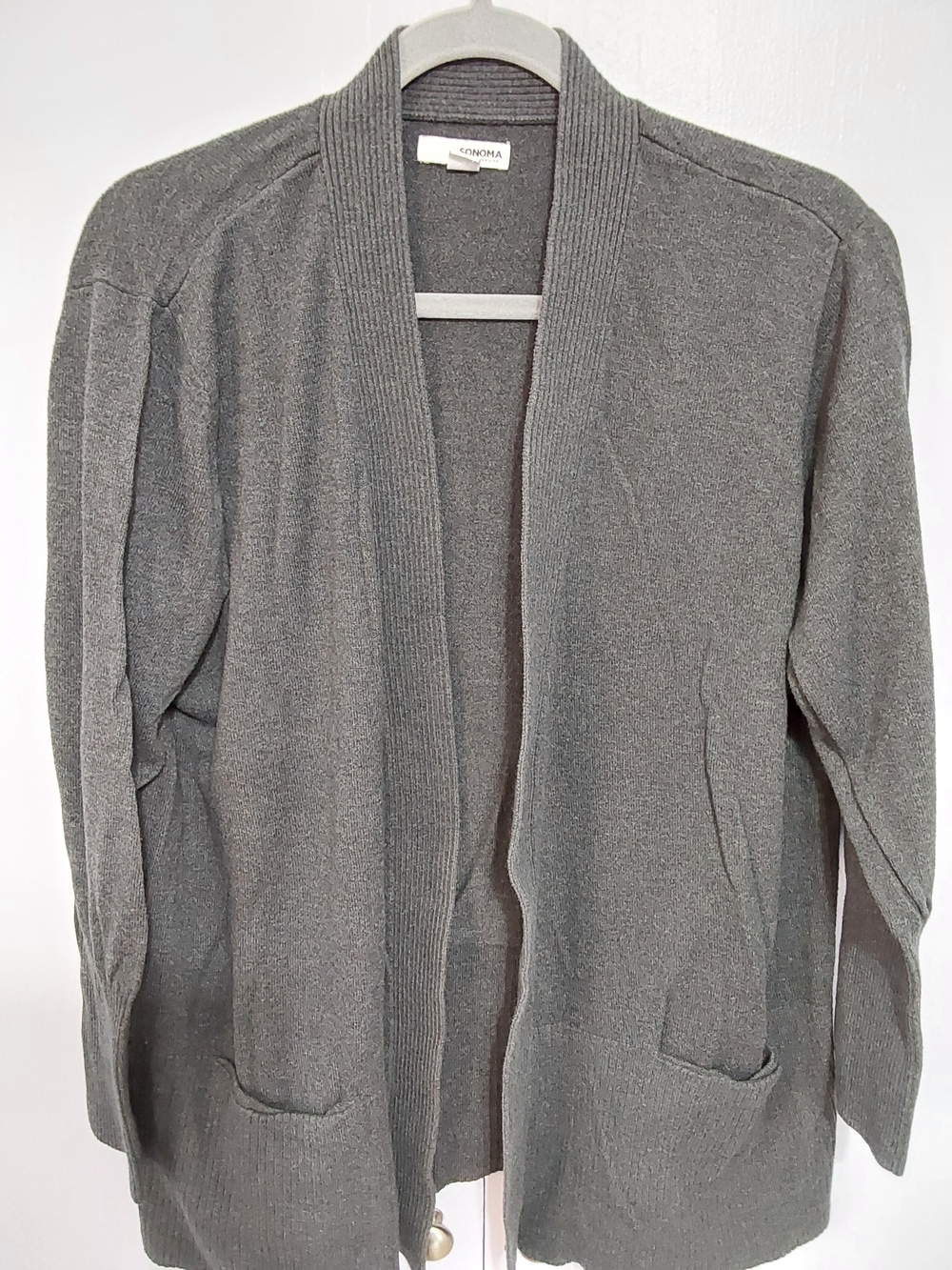 Sonoma Charcoal Ribbed Open-Front Cardigan